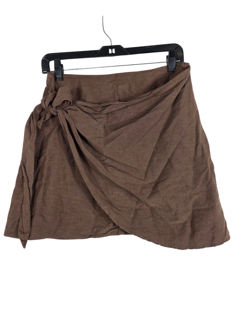 Rhythm Ramie blend Brown Faux Wrap Skirt - Lightweight Tie Waist